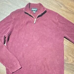 Eddie Bauer Men's Maroon Zip-Up Sweater